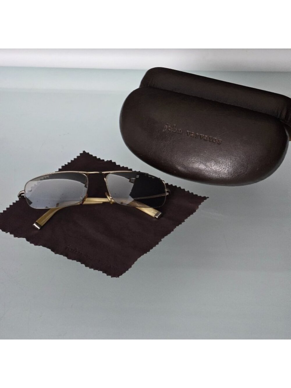 Vintage John Varvatos V100 Sunglasses Shiny Silver 56 -17 135